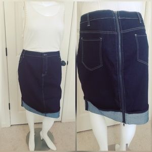 Zip back denim skirt